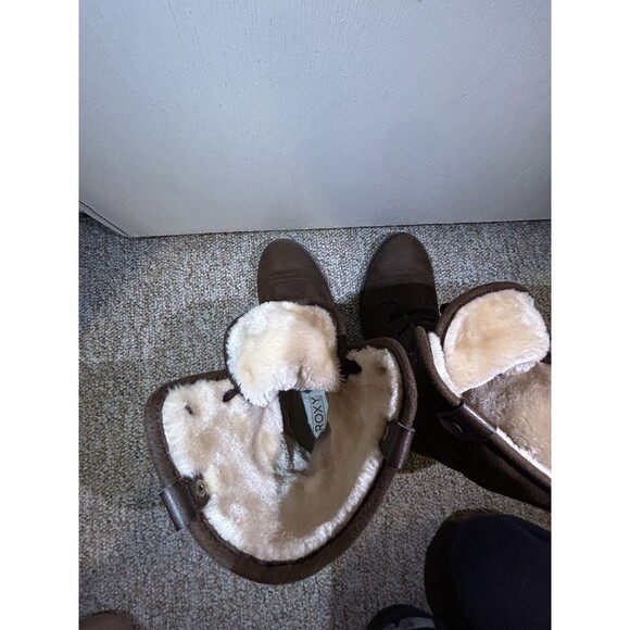 Roxy Bruna Fold Over Fuzzy Combat Boots Chocolate brown 8.5 - Picture 7 of 16